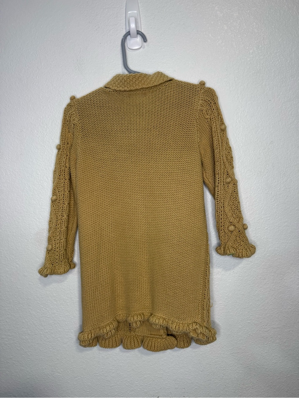 Janie and Jack Mustard Cable-Knit Double-Breasted Pea Coat - Picture 2 of 3